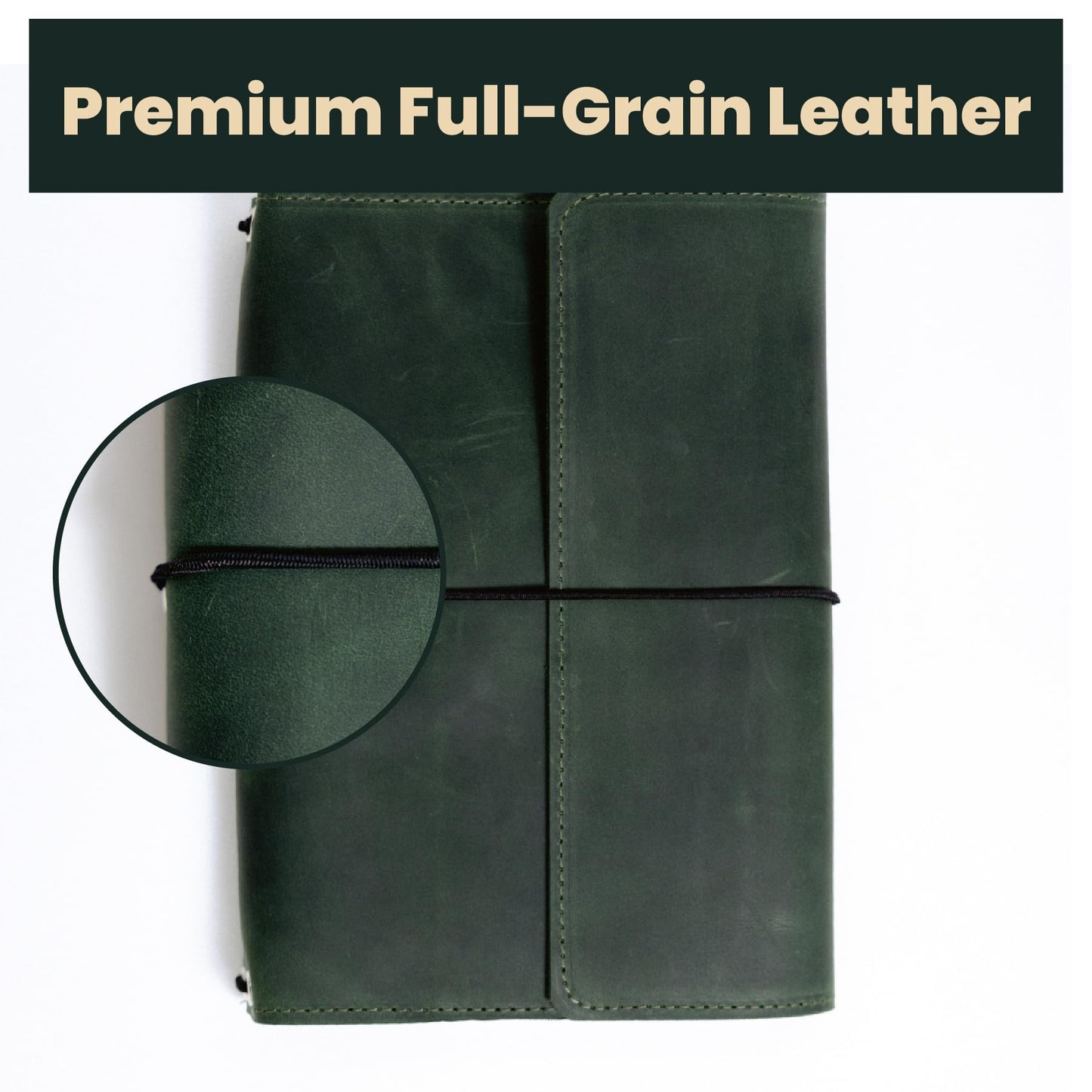 TORAKIP Leather A5 Notebook Cover – Refillable Journal Cover with Pen Holder & Card Slots, Handmade Leather Notebook Case, Fits A5 Notebooks (Paper Not Included), Green