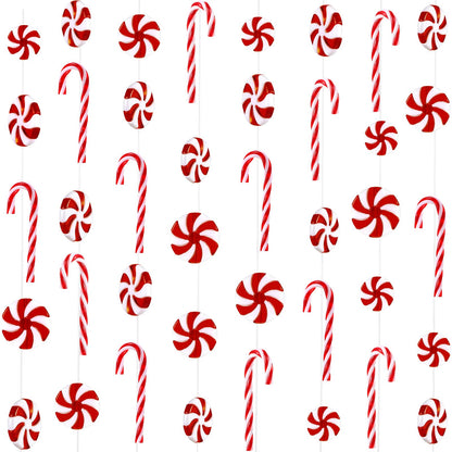 WILLBOND 72 Pcs Christmas Candy Canes Ornament Plastic Christmas Tree Hanging Decoration Fake Swirl Candy Canes Garlands with Crystal Wire for Home Xmas Gift Indoor Outdoor Party Favor (Red and White)