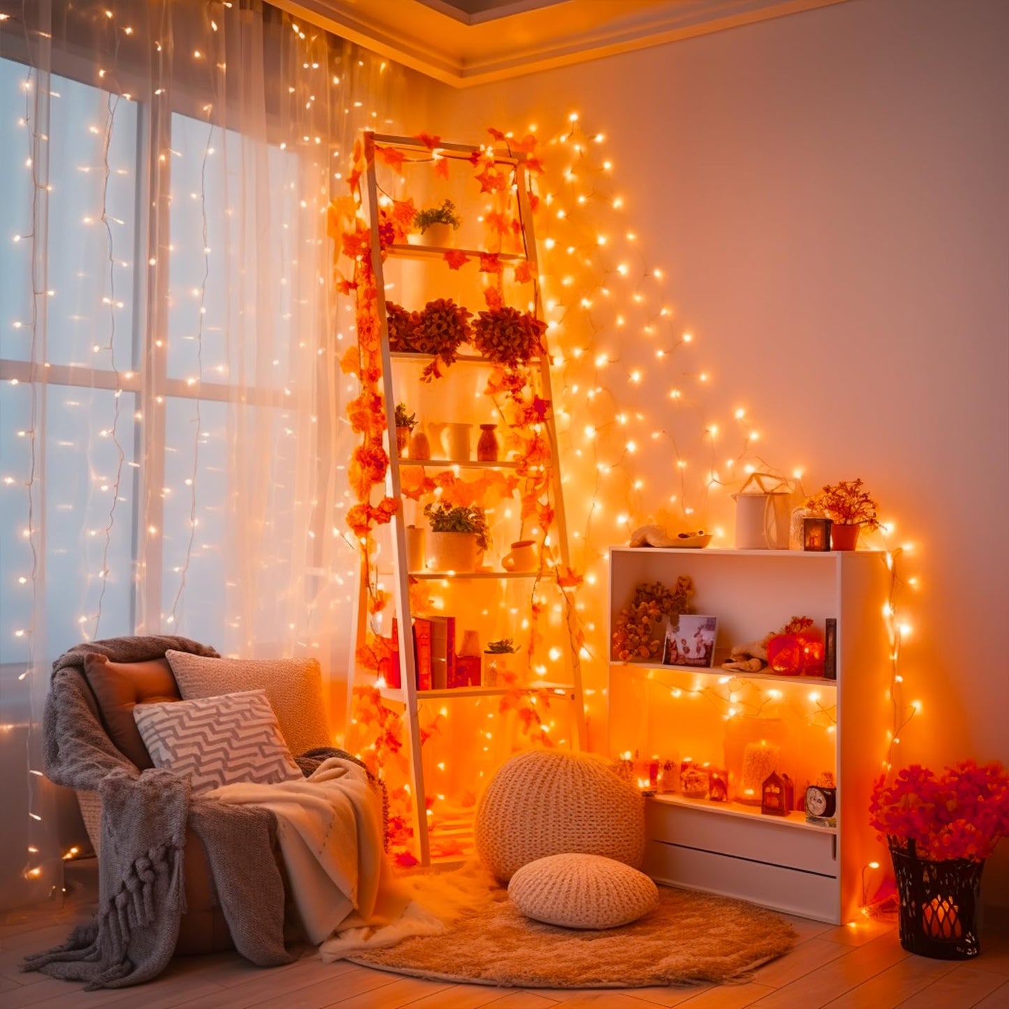 JMEXSUSS Connectable 33ft Orange Christmas Lights Indoor, 100 LED Orange String Lights Clear Wire, 8 Modes Outdoor Christmas Twinkle Light Plug in for Tree Party Decoration