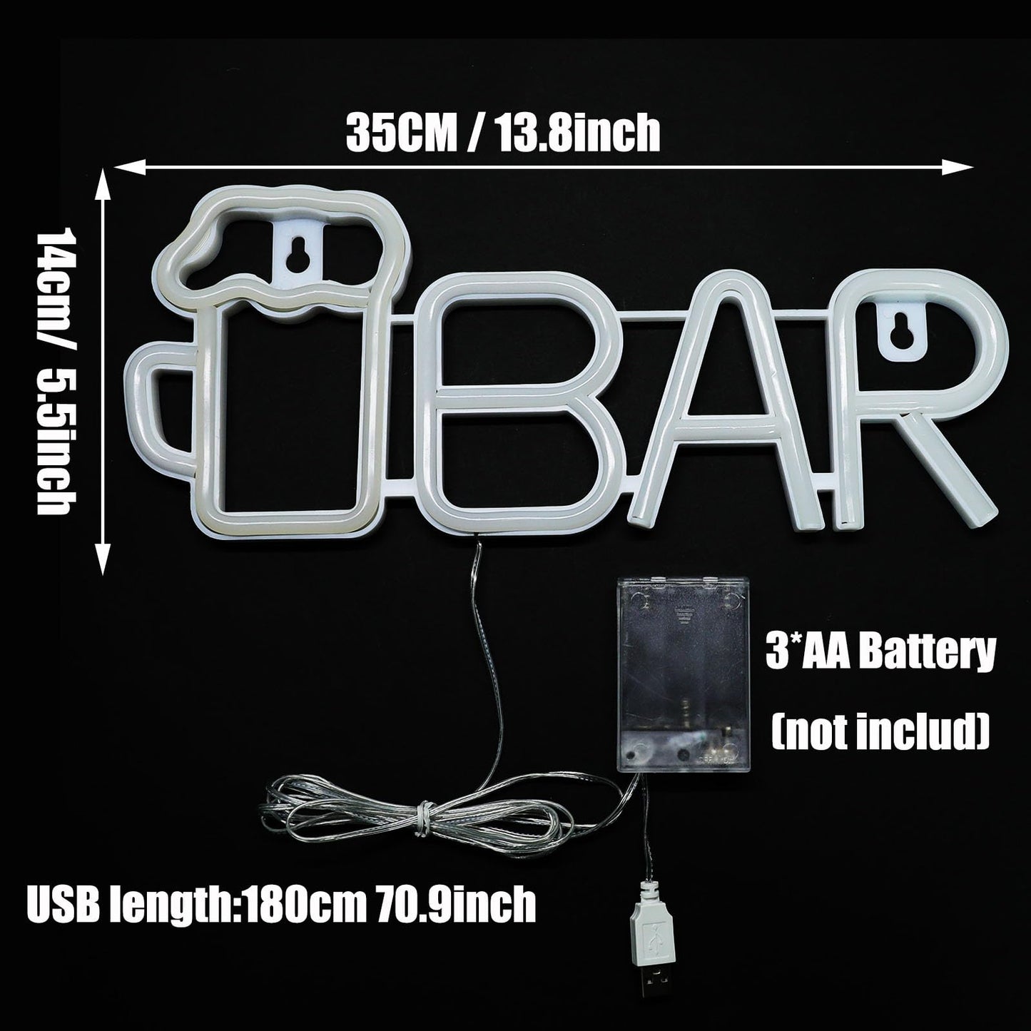VOCAON Bar Beer Neon Signs Light Wall Decor USB/Battery Powered Neon Lights for Bedroom Girls Kids Birthday Party LED Bar Signs for Home Bar, Bistro, Party, Club, Home Theater (Warm White)