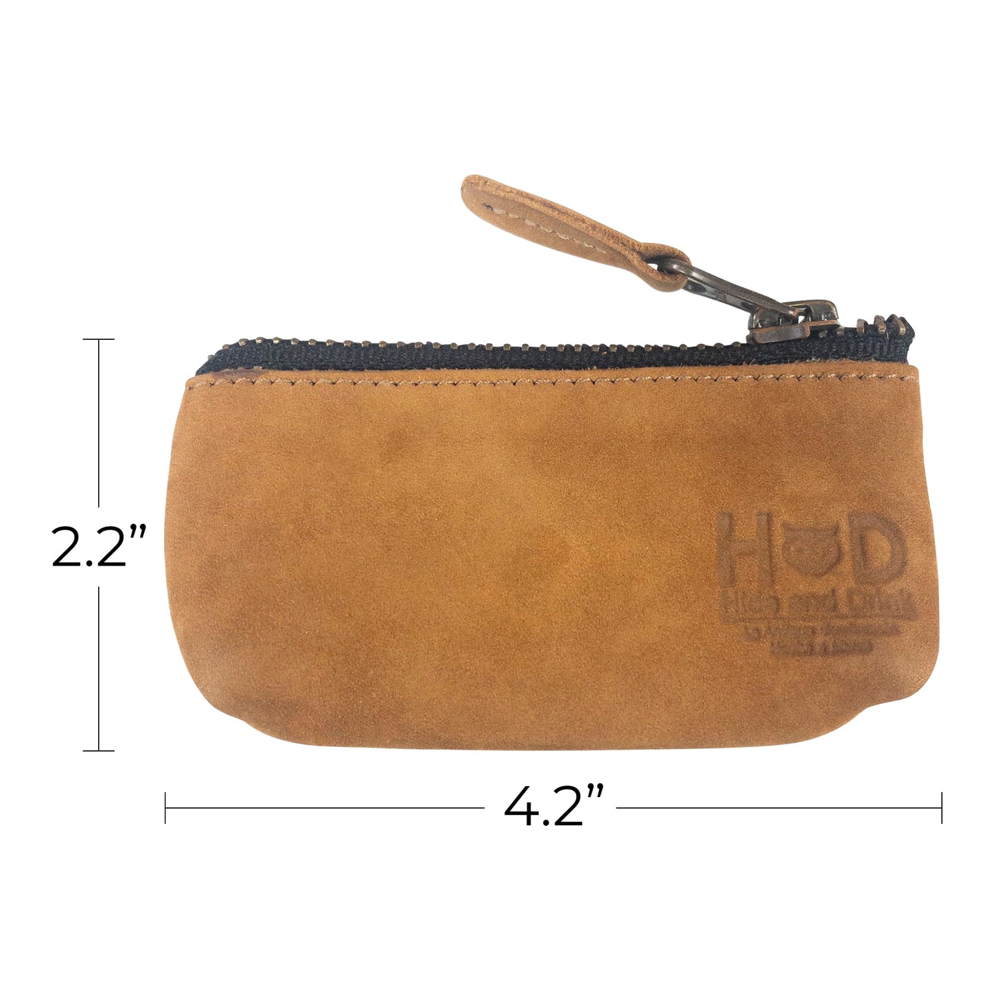 Hide & Drink, Leather Key Holder Pouch, Zippered Coin Bag, Money Purse, Earphone Holder, Charging Cable, Memory Cards Organizer, Vintage Style, Handmade (Old Tobacco)