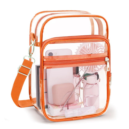 Blvornl Clear Crossbody Bag with Adjustable Shoulder Strap, Stadium Approved PVC Purse Bag, Messenger Bag
