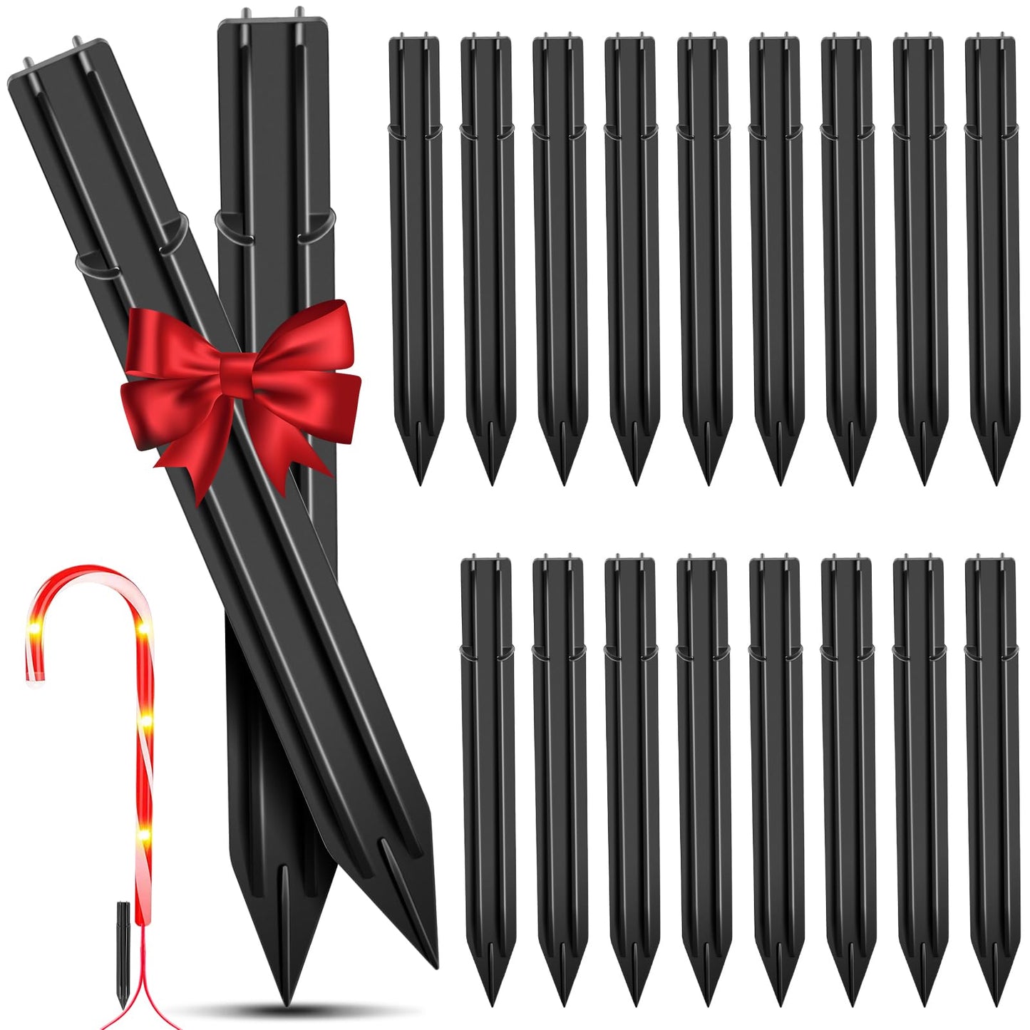 36PCS 0.6x6.05'' Replacement Stakes for Christmas Candy Cane Lights Plastic Pathway Light Spikes,Christmas Light Spike Replacer for Outdoor Candy Cane Lights Use on Path Walkway Lawn Garden
