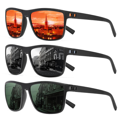 Square Polarized Sunglasses for Men and Women Lightweight Frame Sun Glasses with UV Protection