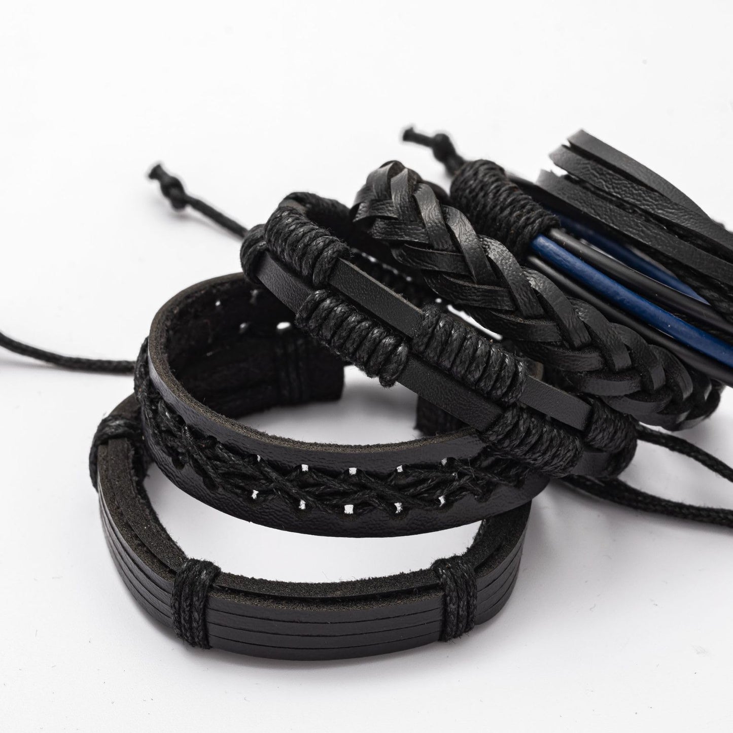 PINKPIN 24Pcs Adjustable Braided Leather Bracelets for Men Women Wrap Cuff Bracelet Cords Ethnic Tribal Handmade Wrap Wristband Bracelets Set