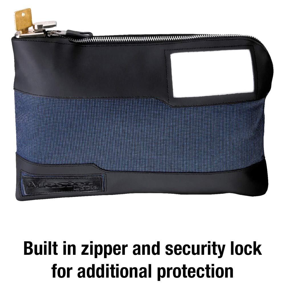 Master Lock Money Bag with Key Lock and Zipper for Cash, 11-1/2 in. Long Locking Portable Travel Money Pouch Protects Passports, Valuables, 7120D, Blue
