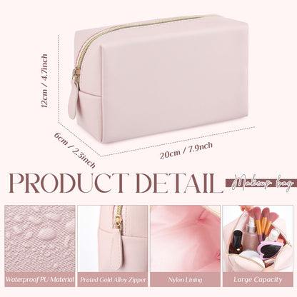 Kigeli 20 Pcs Small Makeup Bag Bulk PU Leather Cosmetic Bags with Zipper Preppy Makeup Pouch Toiletry Bag for Women Wedding Bachelorette Party Gift Travel Storage Organizer (Light Pink)
