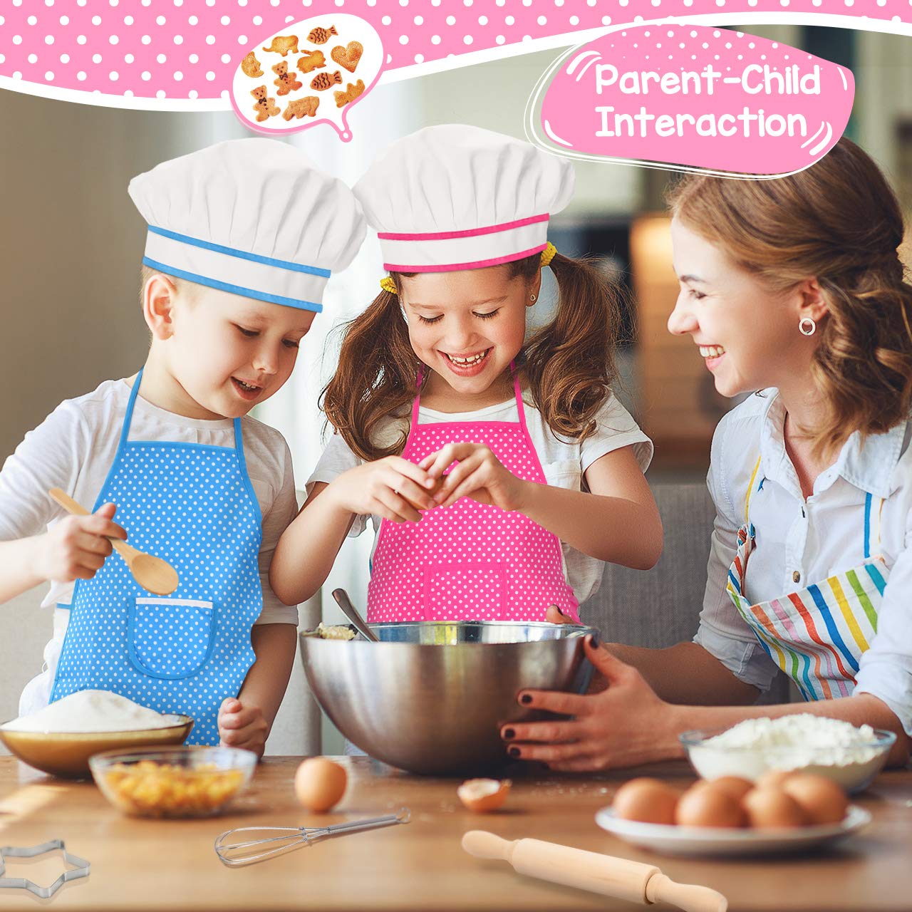 Popular Gifts for 2-8 Year Old Girls Boys, Chef Costume Set for Kids Apron for Girls Kids Chef Hat and Cooking Toys Birthday Xmas Stocking Stuffer for Toddlers Pink