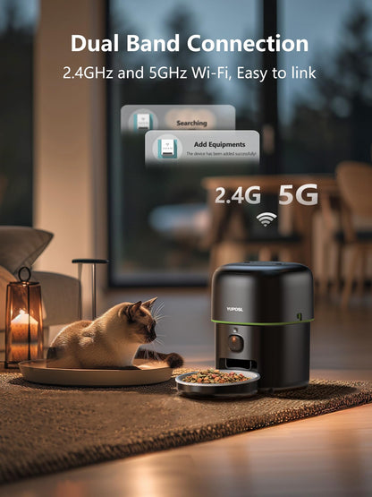 Automatic Cat Feeder with Camera - 5G WiFi Auto Cat Food Dispenser, 1080P HD Video with Night Vision, 1-15 Meals, 1-99 Portions, 2-Way Audio, Keeps Food Fresh, Timed Pet Feeder Also for Dogs