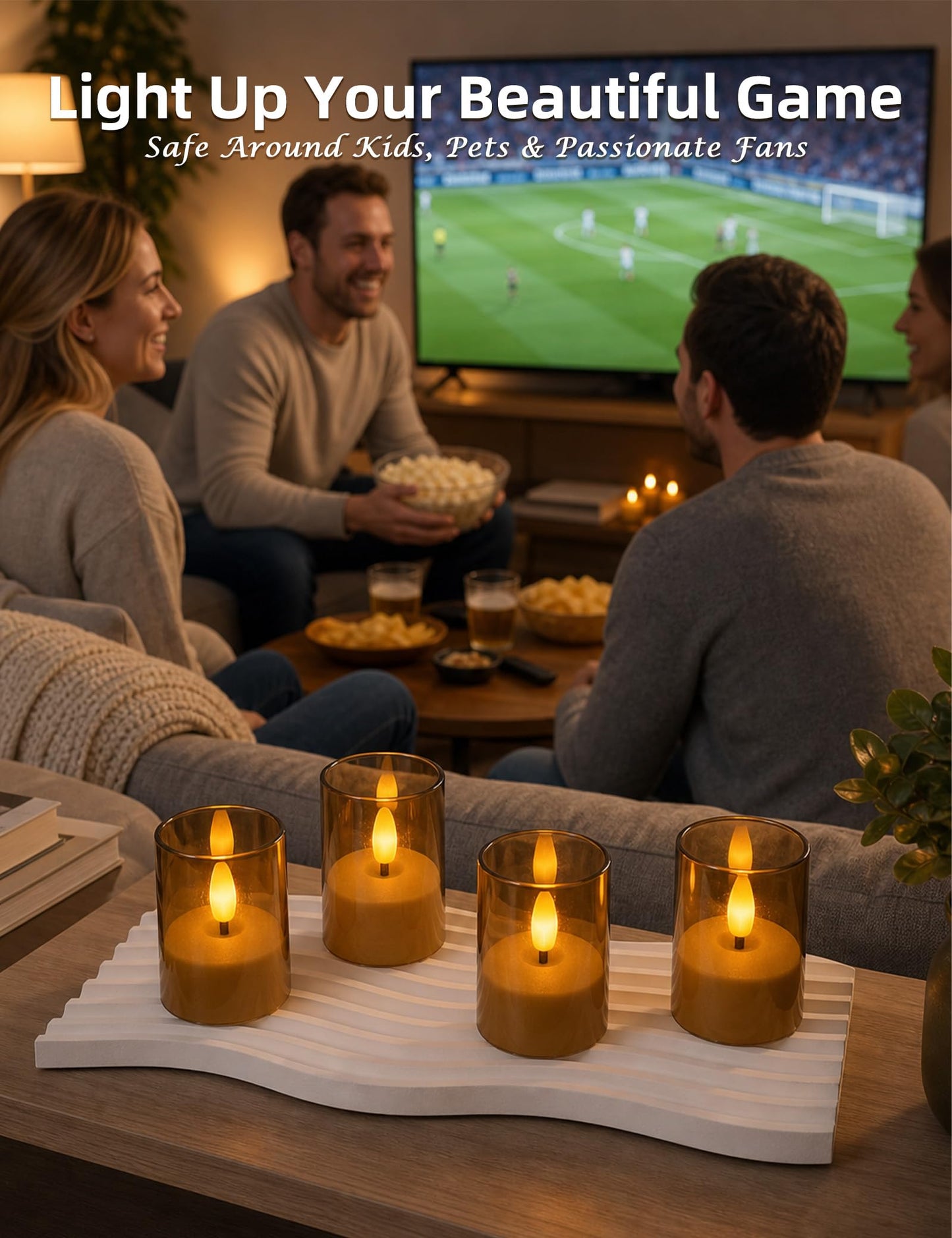 Utwickeln Rechargeable Flameless Tea Light Candles, LED Tea Lights with Remote & 2-8H Timer, 6-Pack, USB-C, Acrylic, Amber, for Home, Wedding, Dinner Party, Sports Bar Night, Living Room & Hotel