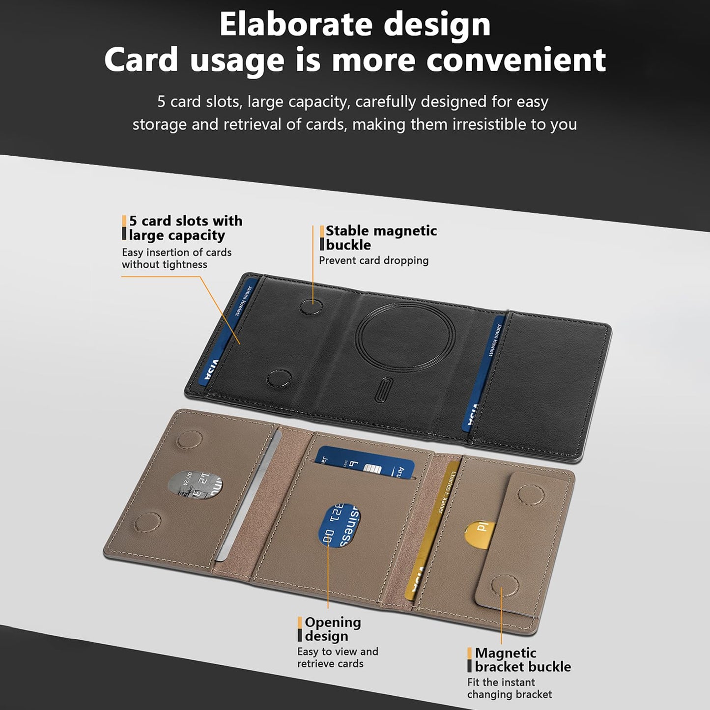 SQMCase Designed for MagSafe Wallet Magnetic Card Holder Compatible with MagSafe Phones and Cases,Phone Wallet for iPhone 17/16/15/14/13/12/ Pro/Max/Plus (Black)