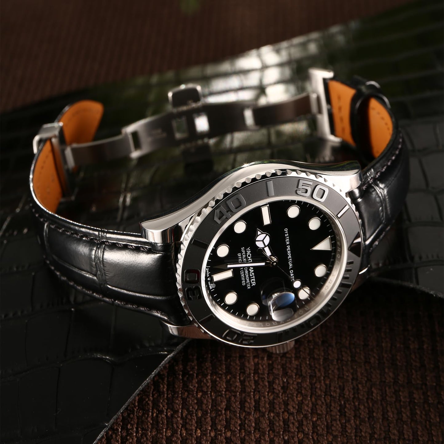 DITOU Watch Straps for Men with Quick Release, Luxury Alligator Grain Embossed Leather Watch bands, Top Grain Genuine Leather Watchband Replacements 19mm, 20mm, 21mm, 22mm