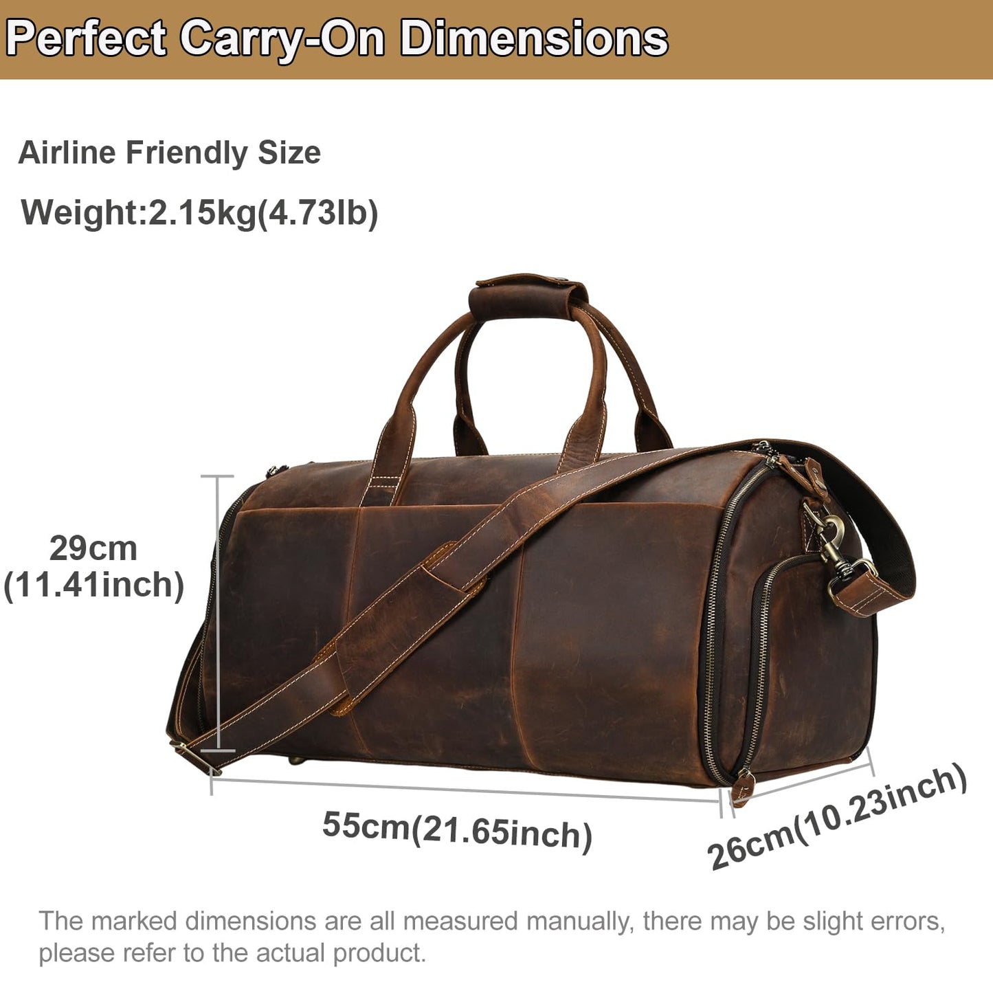 Yevabo Full Grain Genuine Leather 2-in-1 Garment Dufflel Bag for Men Foldable Suit Carrier with Independent Shoe Compartment, Large Capacity Weekender Overnight Travel Bag for Business Trips, Coffee