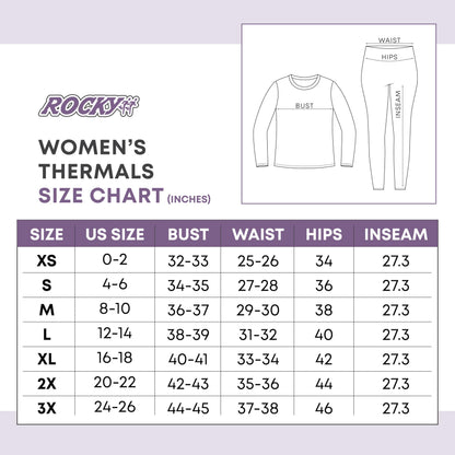 Rocky Thermal Underwear for Women (Long Johns Thermals Set) Shirt & Pants, Base Layer with Leggings/Bottoms Ski/Extreme Cold