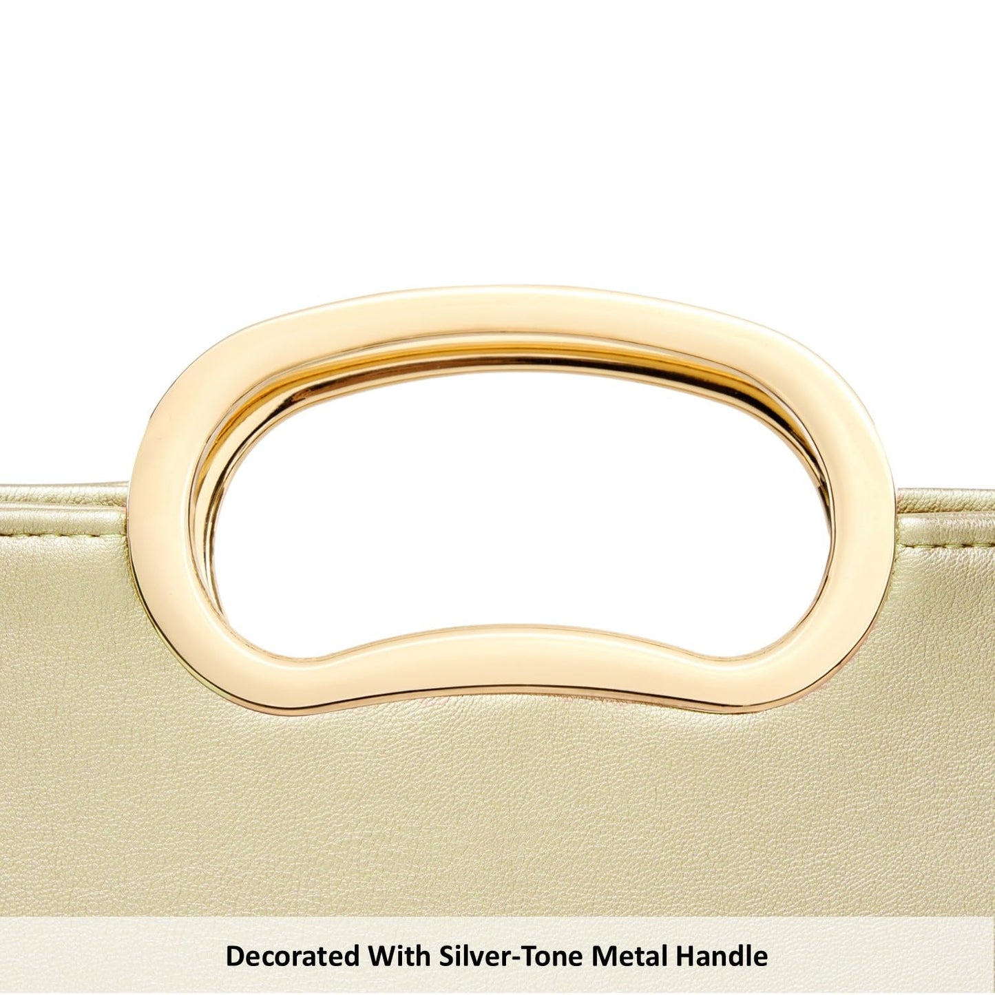 DETARA Clutch Purses for Women Cut Out Handle Clutch PU Leather Evening Bag Elegant Purse for Women Formal Wedding Party (Gold P032G)