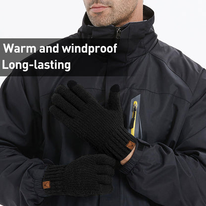 Winter Touchscreen Gloves For Men - Touchscreen Knitted Gloves Thermal Gloves Warm Fleece Lined Elastic Winter Texting Mittens For Running