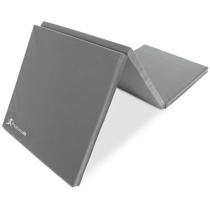 ProsourceFit Tri-Fold Folding Thick Exercise Mat 6’x2’ with Carrying Handles for MMA, Gymnastics Core Workouts, Grey