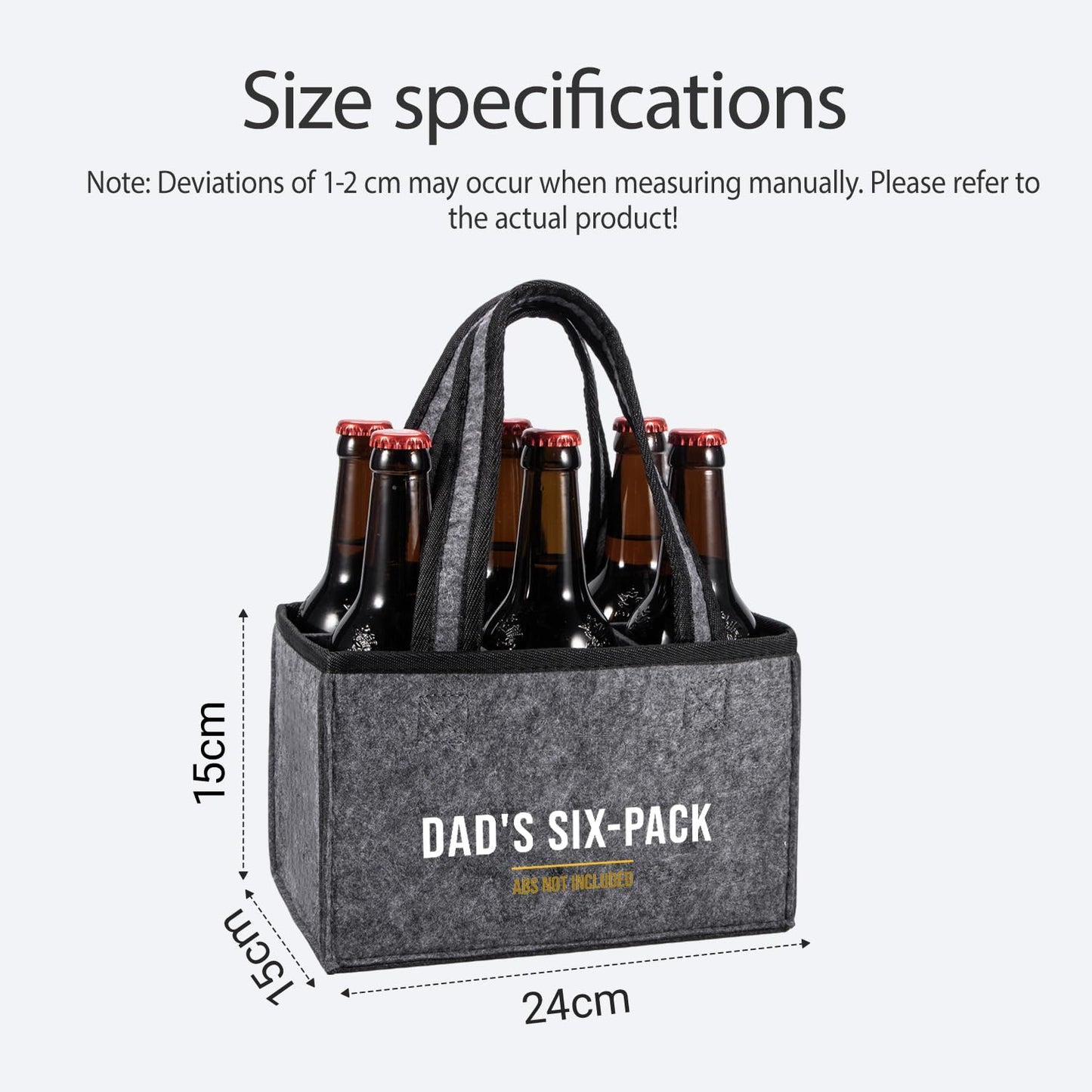Funny Dad Gifts from Daughter Son, Dad Beer Carrier Felt Bottle Tote, Father’s Day Birthday Gift, Reusable Drink Caddy for Camping, BBQ, Picnic, and Party
