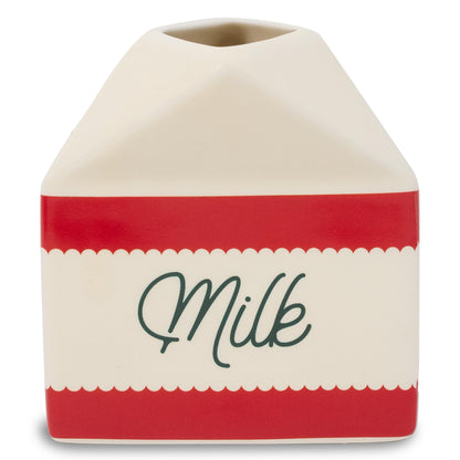 Steel Mill & Co Ceramic Milk & Cookies for Santa Set, 2-Piece Christmas Eve Tray & Milk Jug Gift Box Design, Holiday Tableware Set for Festive Christmas Décor (Bow)