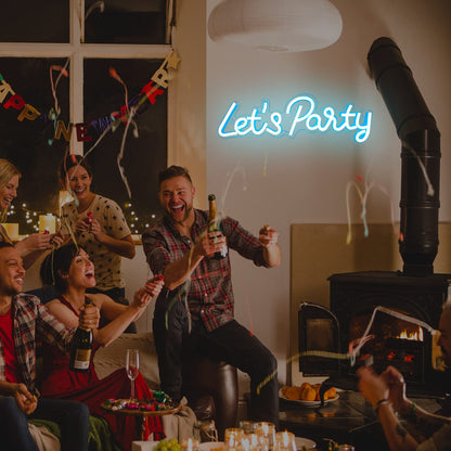 Let's Party Neon Sign, LED Neon Lights for Bedroom Wall Decor, Art Decorative Lights for Bachelorette Party, Engagement Party, Birthday Party, Living Room, Gamer Room Decor Aesthetic (Warm White)