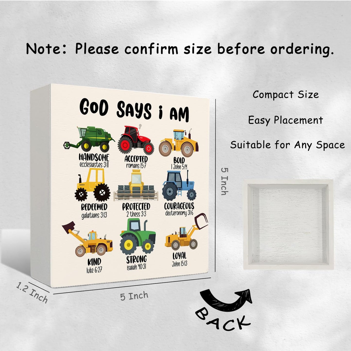 Nrleey Construction Decor for Boys Room - God Says I Am Sign, Christian Bible Verse Decor, 5 x 1.2 Inches