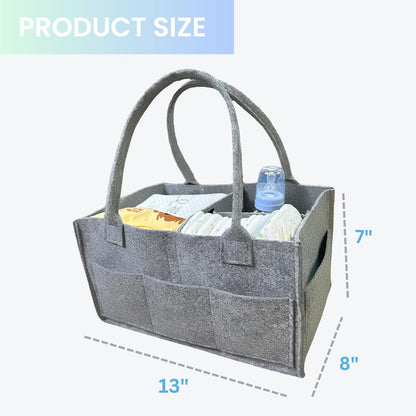 SAVUK Baby Diaper Caddy Organizer Portable Newborn Shower Basket Gifts Storage Changing Wipes Bag Car Nursery Infant Boy or Girl Baby (Grey)