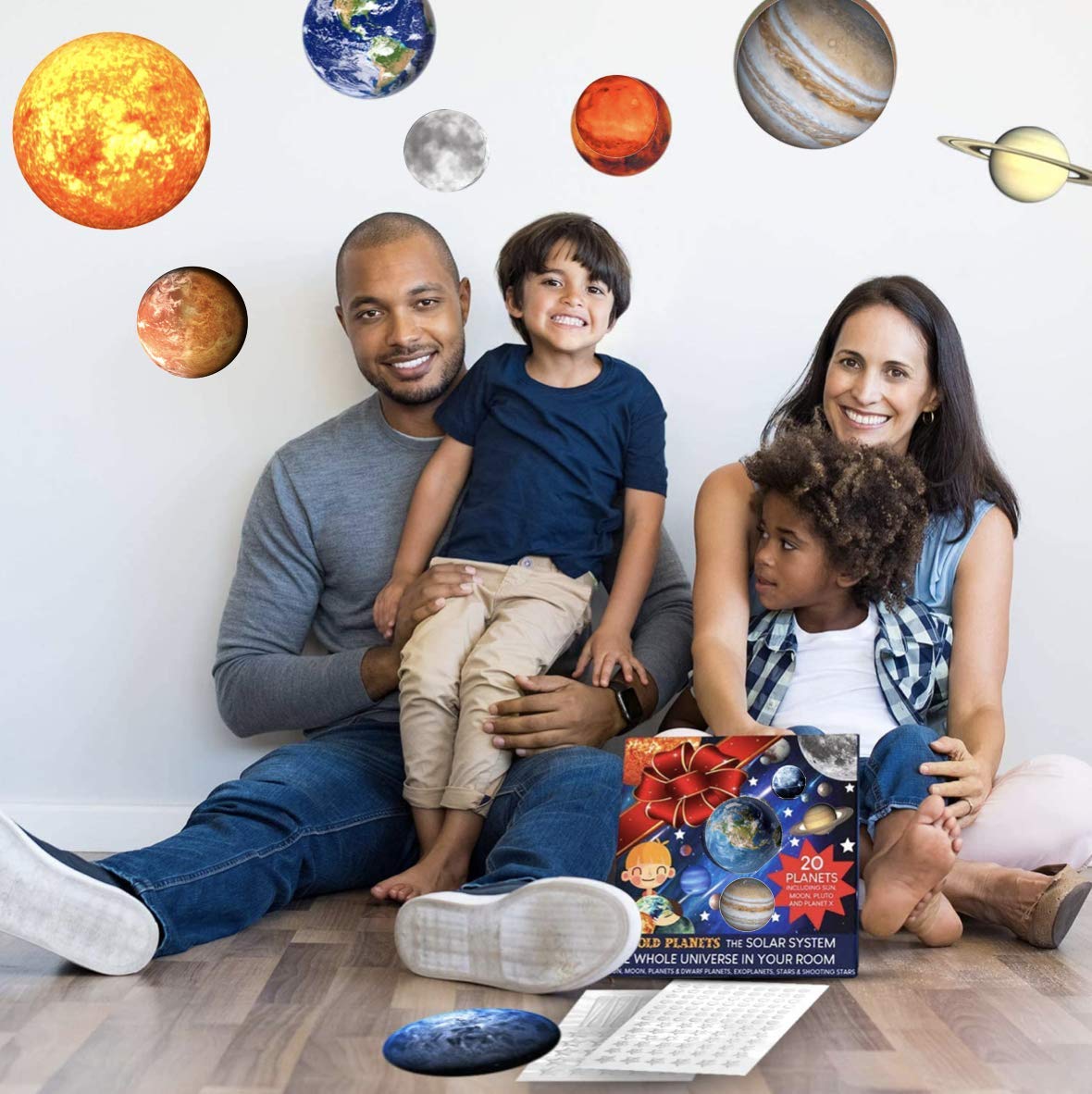 UNTOLD PLANETS 195+PCS Glow in The Dark Planets for Ceiling Decorations, Star Stickers Sun, Moon Pluto Wall Stickers for Kids, Boys Room Decor, Wall Decals Christmas Gift