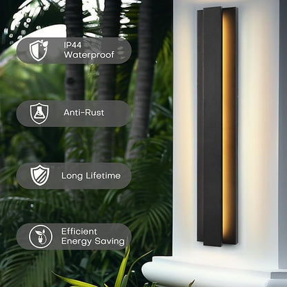LamQee 31.5 Inch Long Outdoor Wall Lights Modern Exterior Lighting Fixtures, 3000K 24W LED Linear Outdoor Wall Sconce, Contemporary Matte Black Outside Wall Mount Lights for House Garage Porch Patio