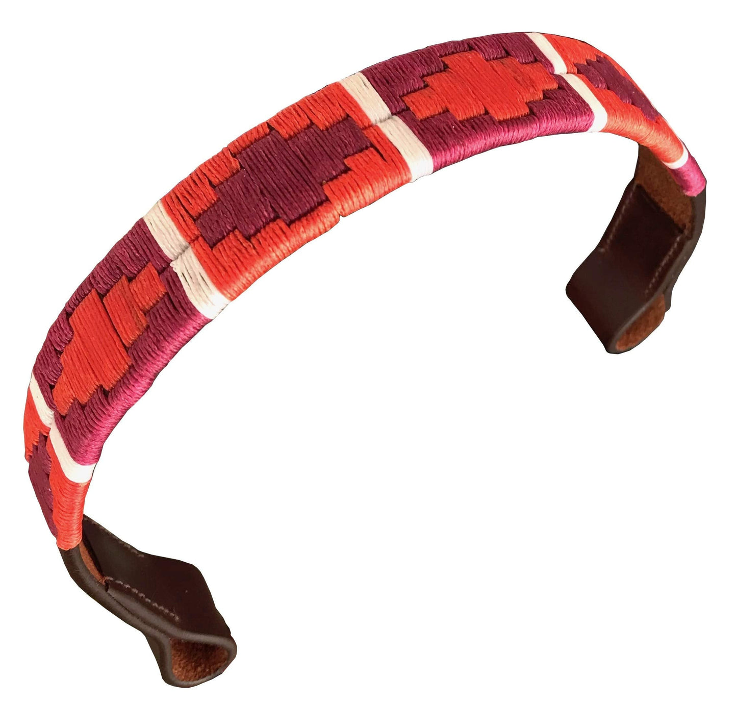Carlos Diaz Designer Genuine Leather Waxed Embroidered Gaucho Polo Horse Bridle Browband (Pony 14 inches)