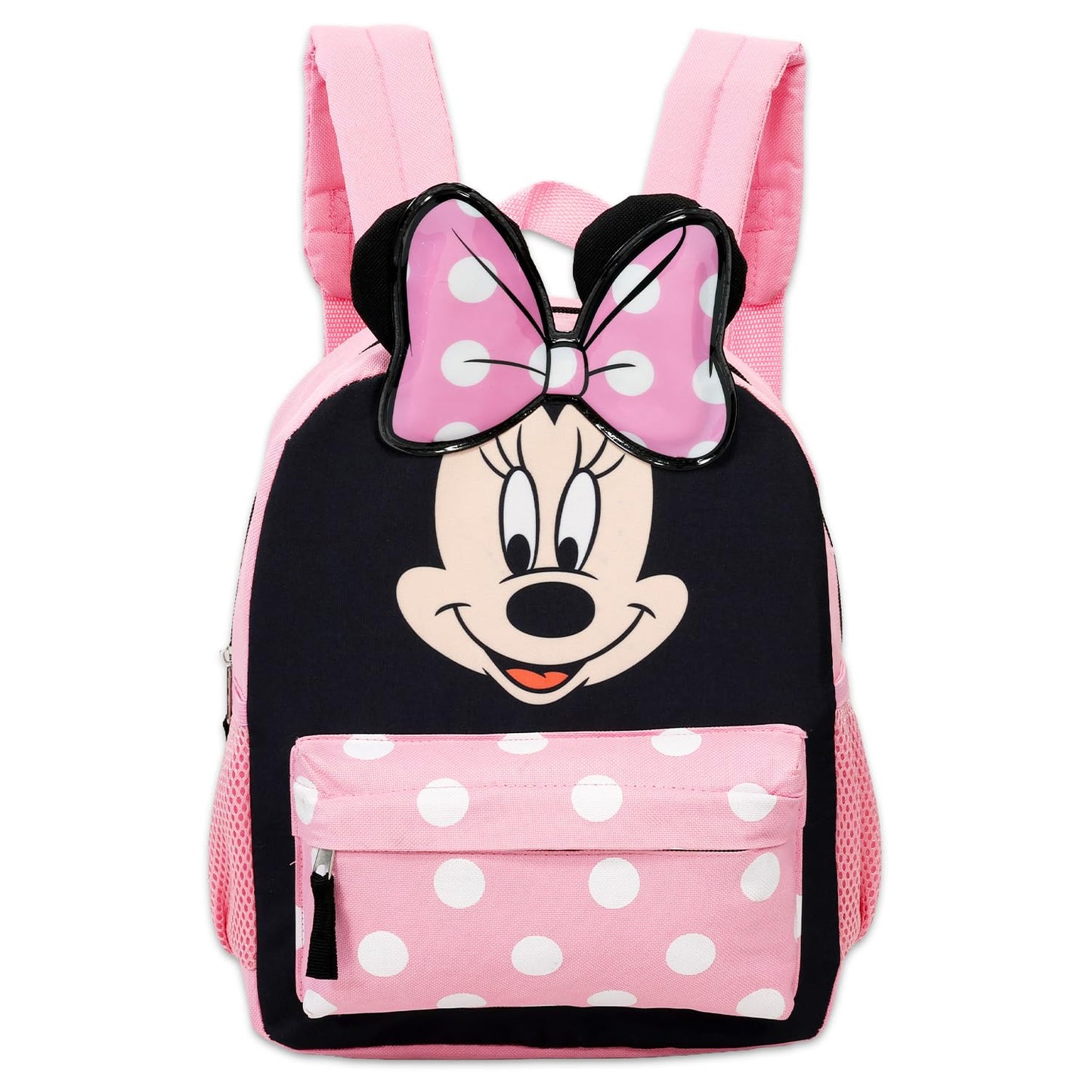 Disney Minnie Mouse Backpack for Girls Toddlers Kids - Bundle with 12" Preschool Toddler Backpack with Ears, Bow, and Stickers (Minnie Mouse School Supplies)
