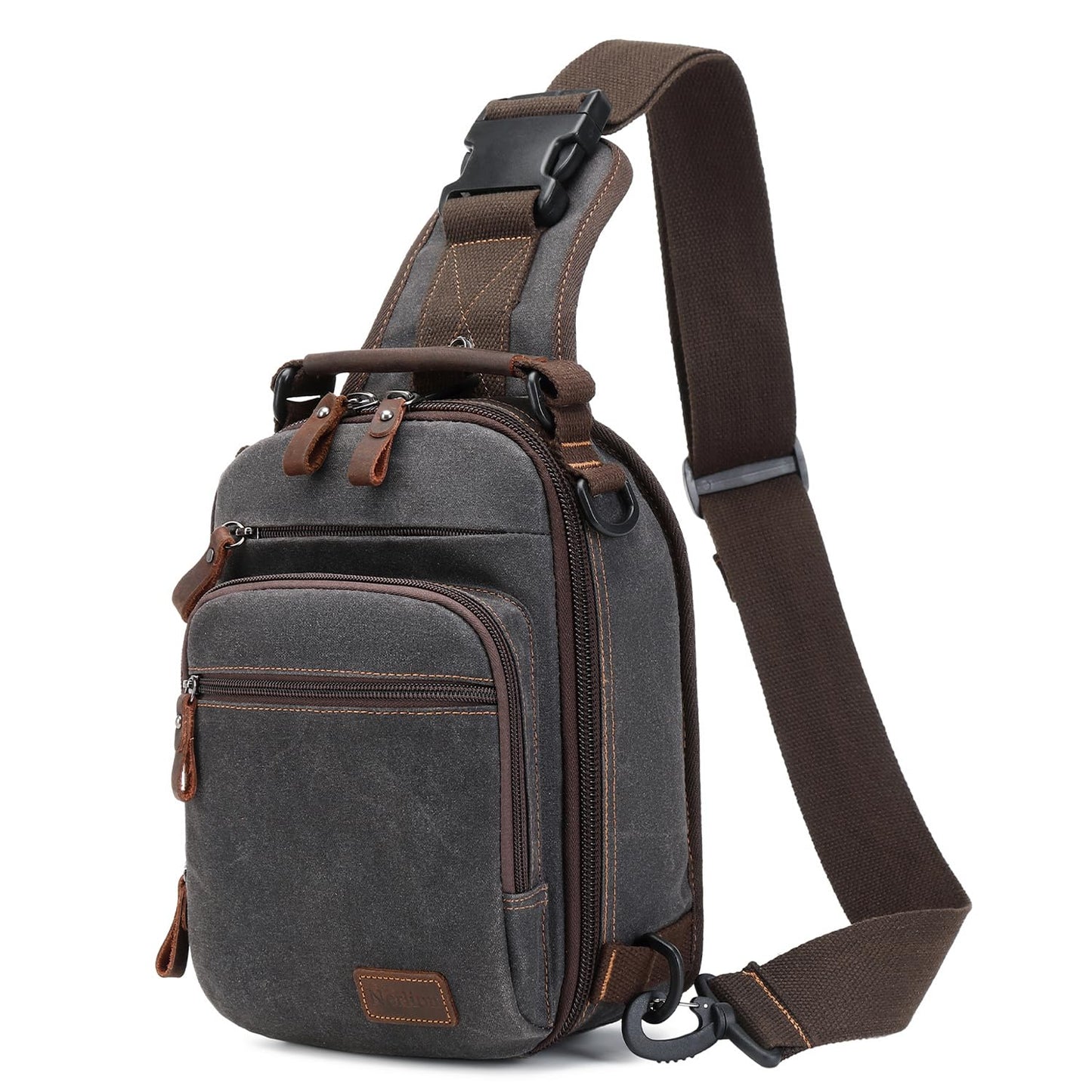 Nerlion Sling Bag for Men Waxed Canvas Crossbody Bag Chest Bag Shoulder Bag Casual Daypack for Travel (Gray)
