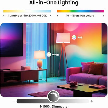 Treatlife Smart Light Bulb, Dimmable Multicolor and White LED Bulb, Compatible with Alexa, Google Assistant, A19 E26 8W (60W Equivalent), No Hub Required, 2 Pack