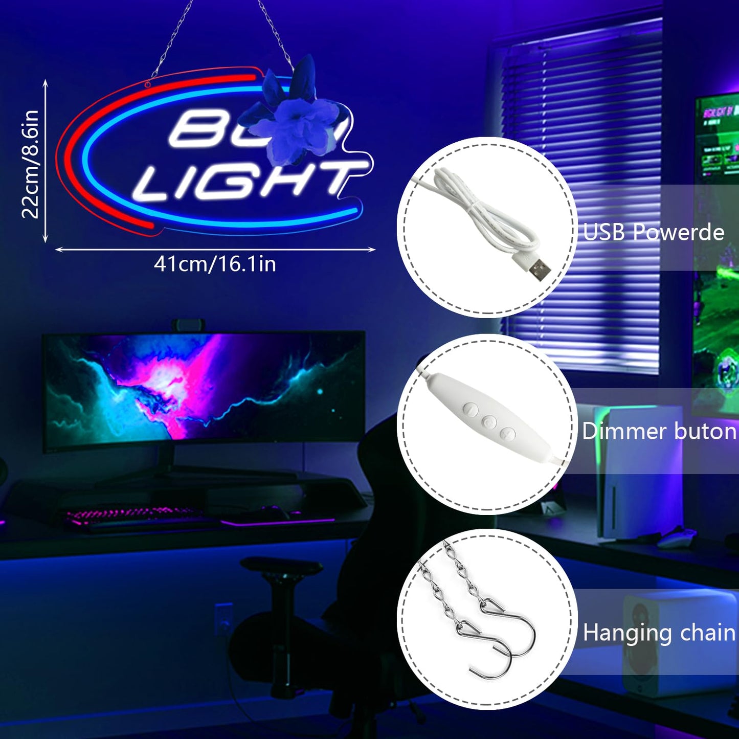 JFLLamp Beer Neon Signs for Wall Decor Neon Lights for Bedroom Led Signs Suitable for Man Cave Bar Pub Restaurant Christmas Birthday Party Gift Led Art Wall Decorative Crs Light Bar Sign
