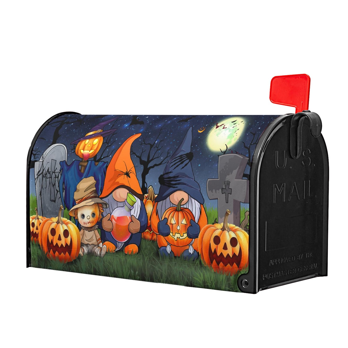 Happy Halloween Gnome Magnetic Mailbox Cover - Large Size 25.5x21 Inch Fall Holiday Wraps for Home Garden Yard Outdoor Decor