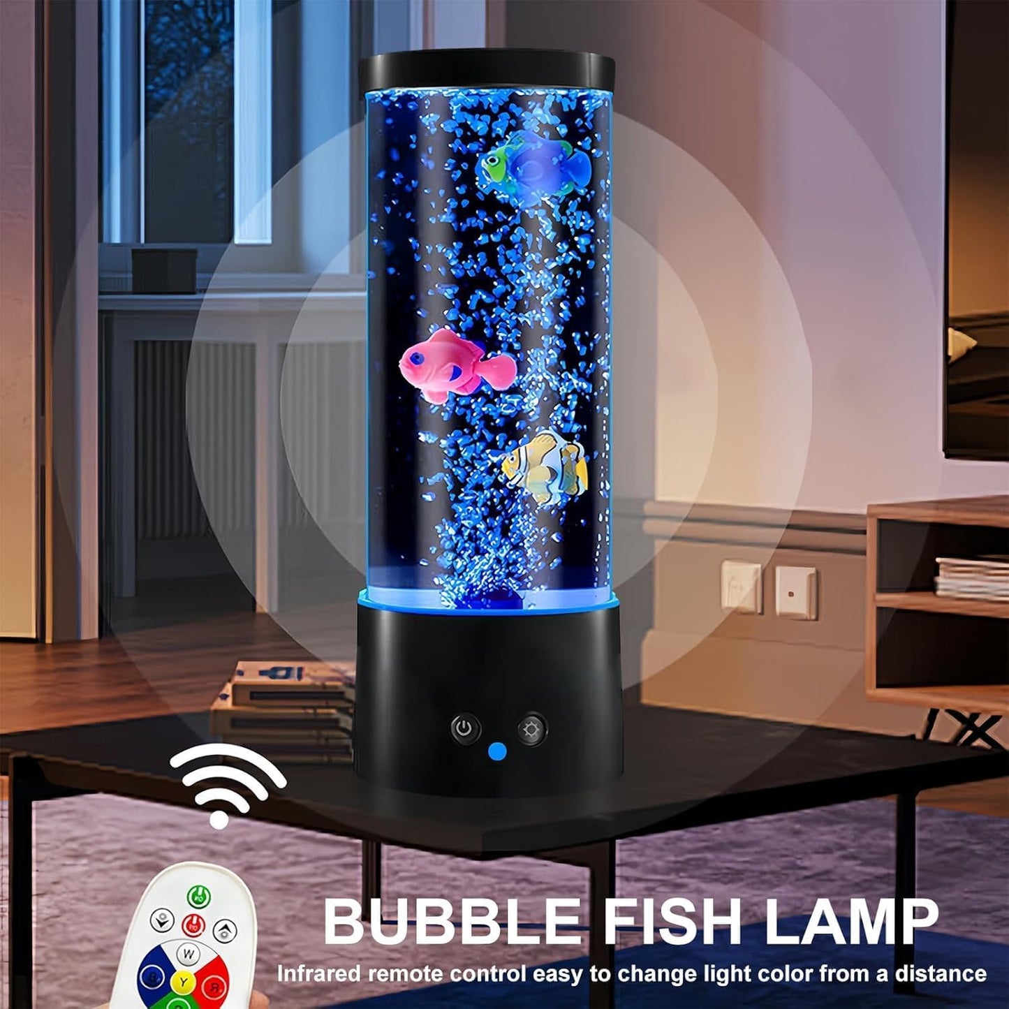 GWEUZMALL Bubble Fish Lamp,GWEUZMAL Multi Colour Changing Aquarium Light, 17colours Adjustable,Stress Relieving Mood Light Decoration,Suitable for Adults Kids,Home Office Decor Christmas Gifts