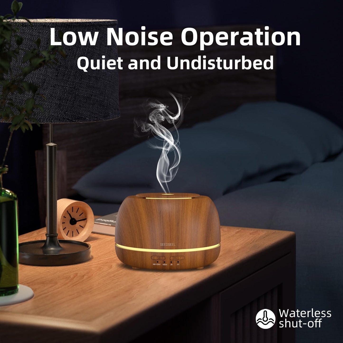 SEEDSEEL 300ML Essential Oil Diffuser with Remote Control,7 LED Colour Lights,4 Timer, Quiet,Ultrasonic Aromatherapy Diffuser for Bedroom, Living Room, Desk,Office
