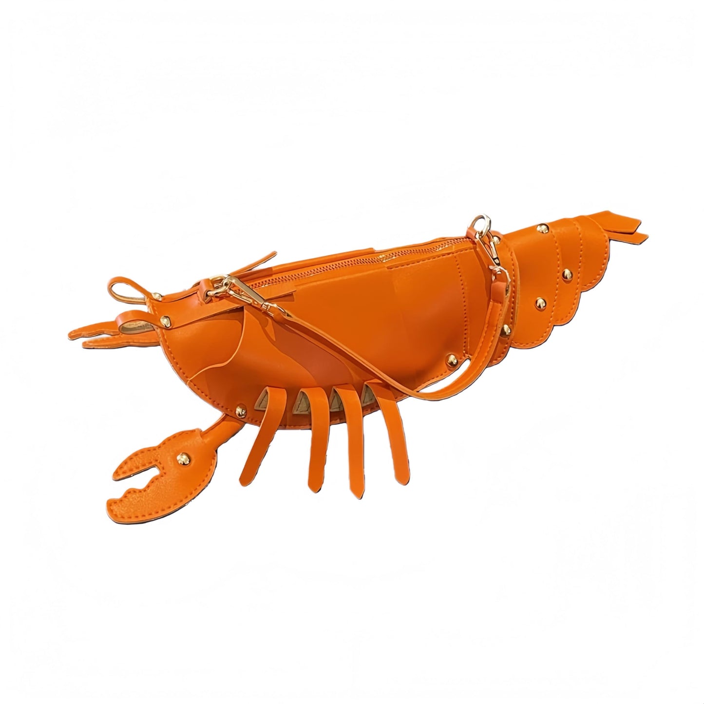 XJXFKDG Lobster Shaped Crossbody Bag,Fun Unique Rivets Lobster Design Shoulder,PU,Stylish Handbag Purse for Women Girls (Orange)
