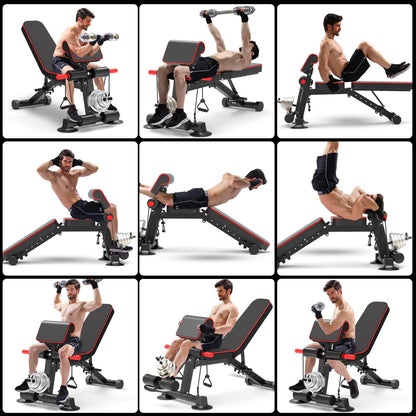 Adjustable Weight Bench,Utility Workout Bench Foldable Incline Decline Benches for Home Gym Full Body Workout,Load 500LBS