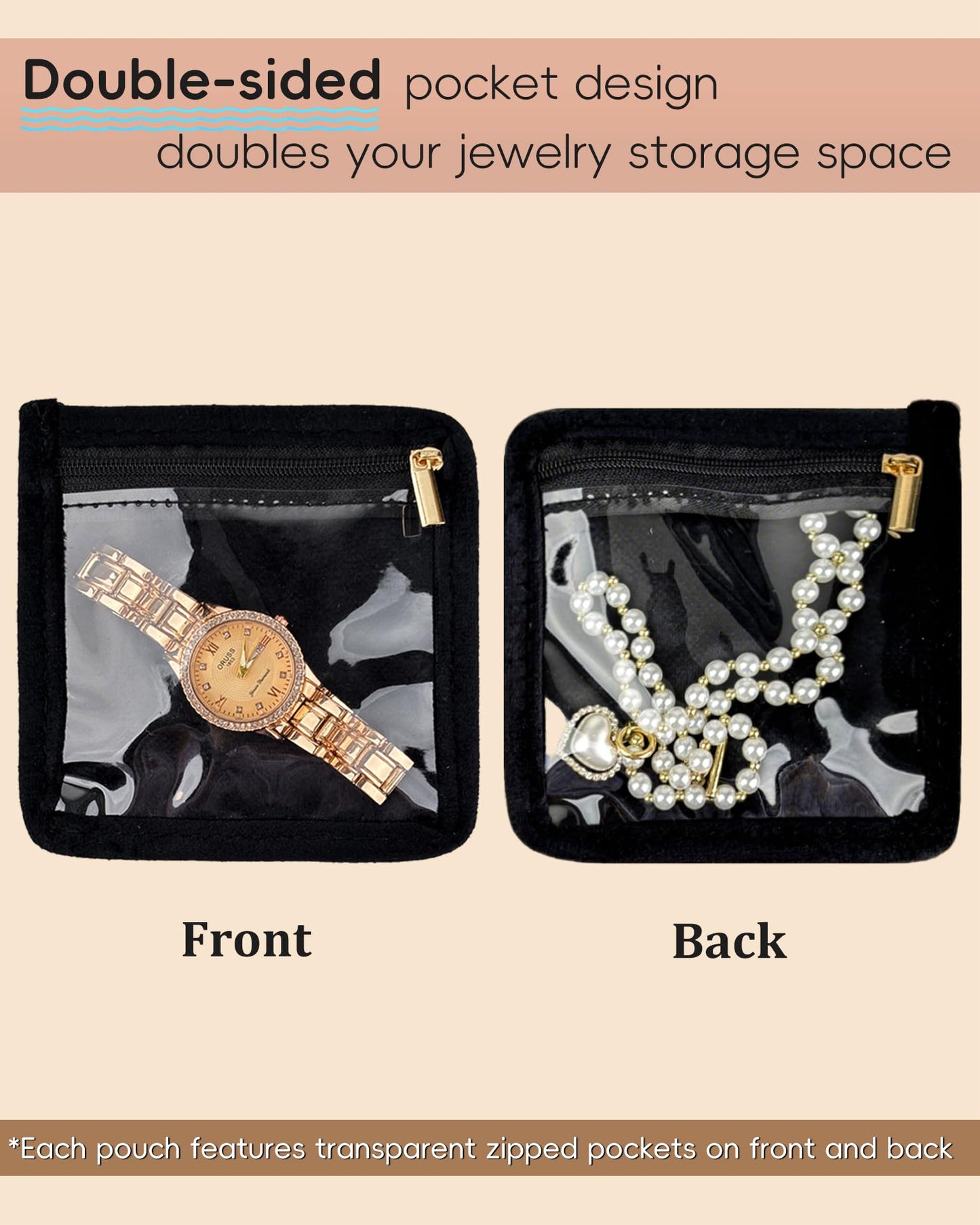 LingLingo Travel Jewelry Organizer, PU Leather Small Hard-shell Jewelry Box with 6 Velvet Pouches for Earrings Rings Necklace Bracelet Watch, Compact Jewelry Travel Case for Women Gift
