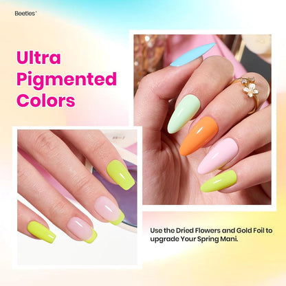 beetles Gel Polish Set - 23Pcs Macaroon Color Gel Nail Kit with Glossy Matte Top Coat Base Coat Yellow Pink White Purple Blue Glitter Bright Uv Nails Paradise Pastel Gel Halloween Gifts for Women