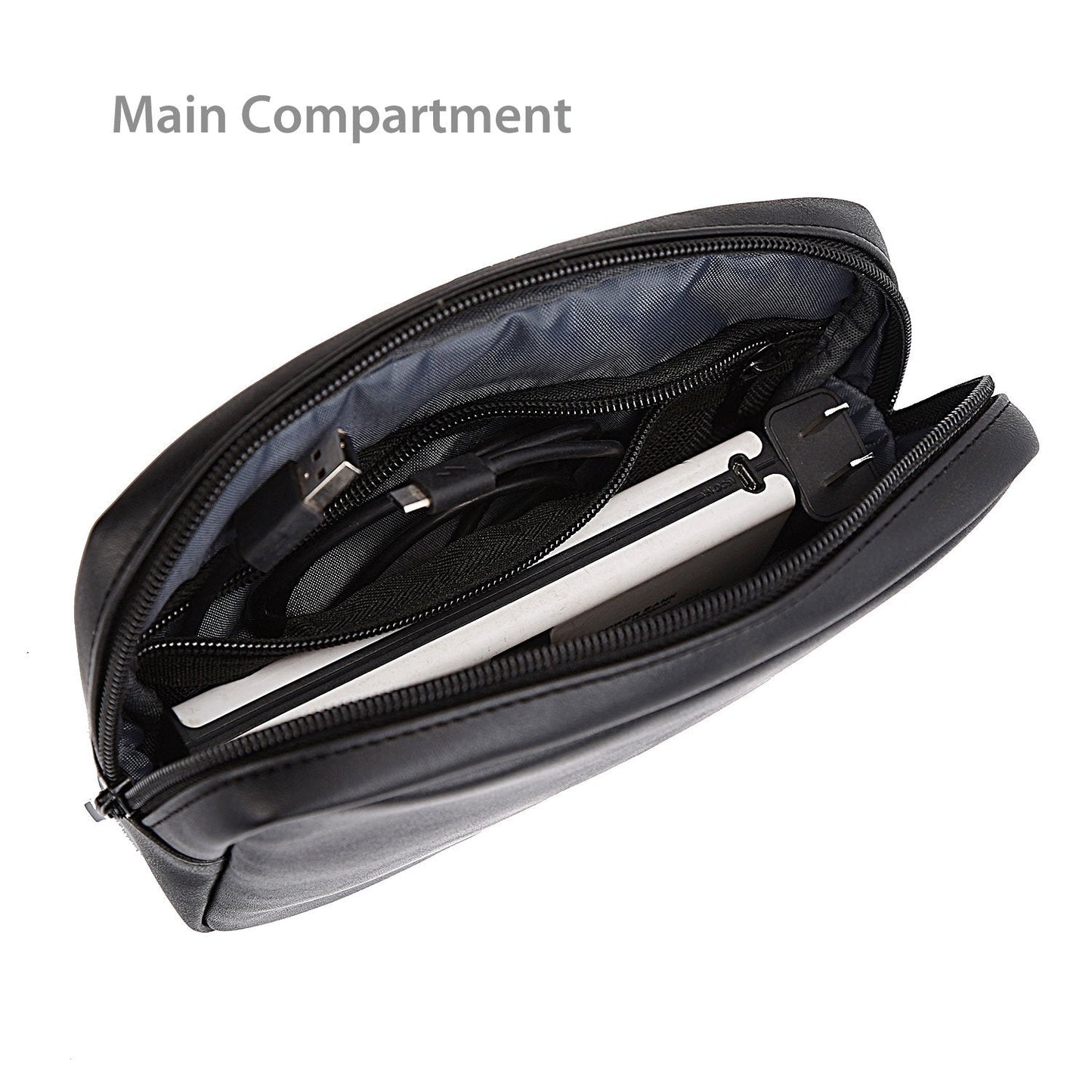 ProCase Accessories Bag Organizer Power Bank Case, Electronics Accessory Travel Gear Organize Case, Cable Management Hard Drive Bag -Black
