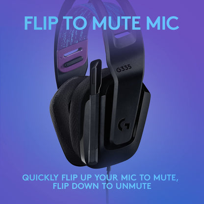 Logitech G335 Wired Gaming Headset, with Flip to Mute Microphone, 3.5mm Audio Jack, Memory Foam Earpads, Lightweight, Compatible with PC, PlayStation, Xbox, Nintendo Switch/Switch 2 - Black