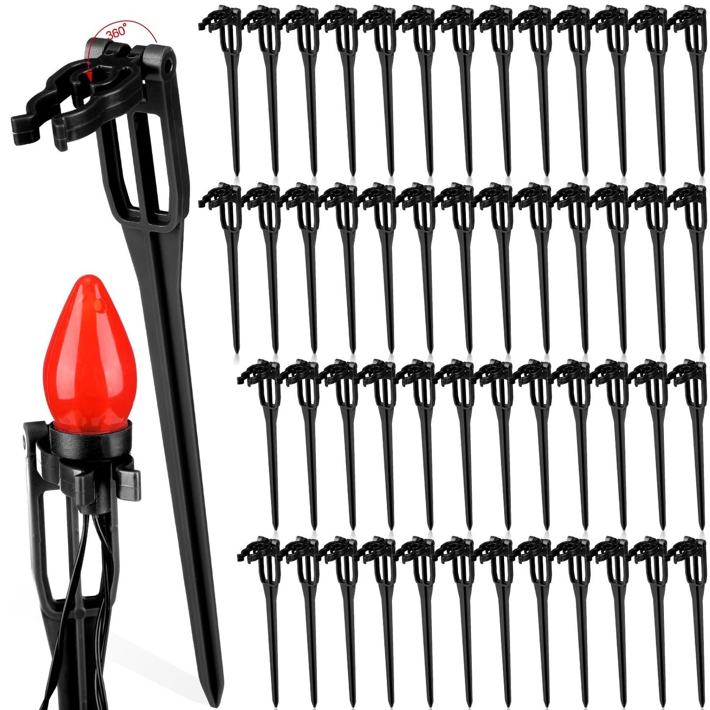 Suzile Christmas Light Stakes for C9 C7 9.5'' Tall Xmas Yard Stakes Plastic Christmas Lights Outdoor Universal Yard Lawn Holiday for Garden Lawn Path Walkway Holiday