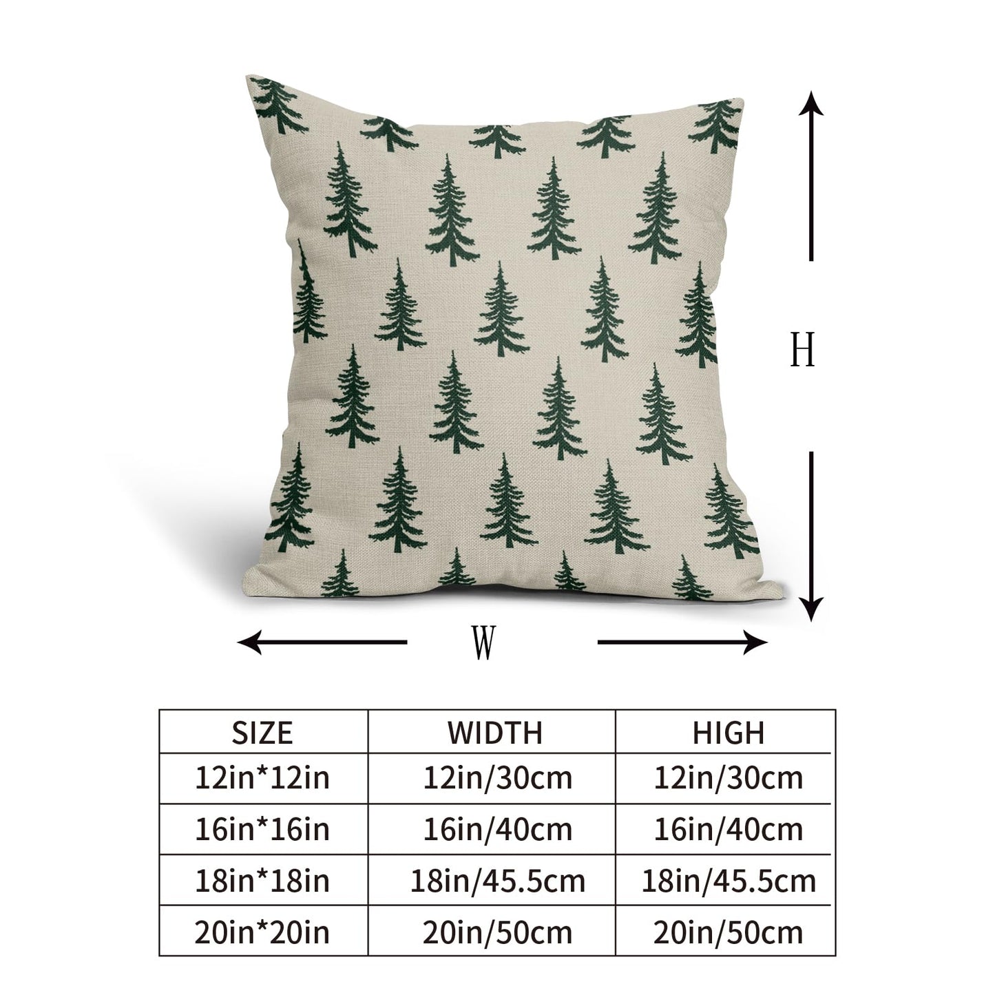 Christmas Tree Pillow Covers 20x20 Set of 2 Dark Forest Green Xmas Tree Rustic Style Winter Decorative Outdoor Pillowcases Farmhouse Holiday Decorations Throw Cushion Case Decor for Couch Sofa Bed