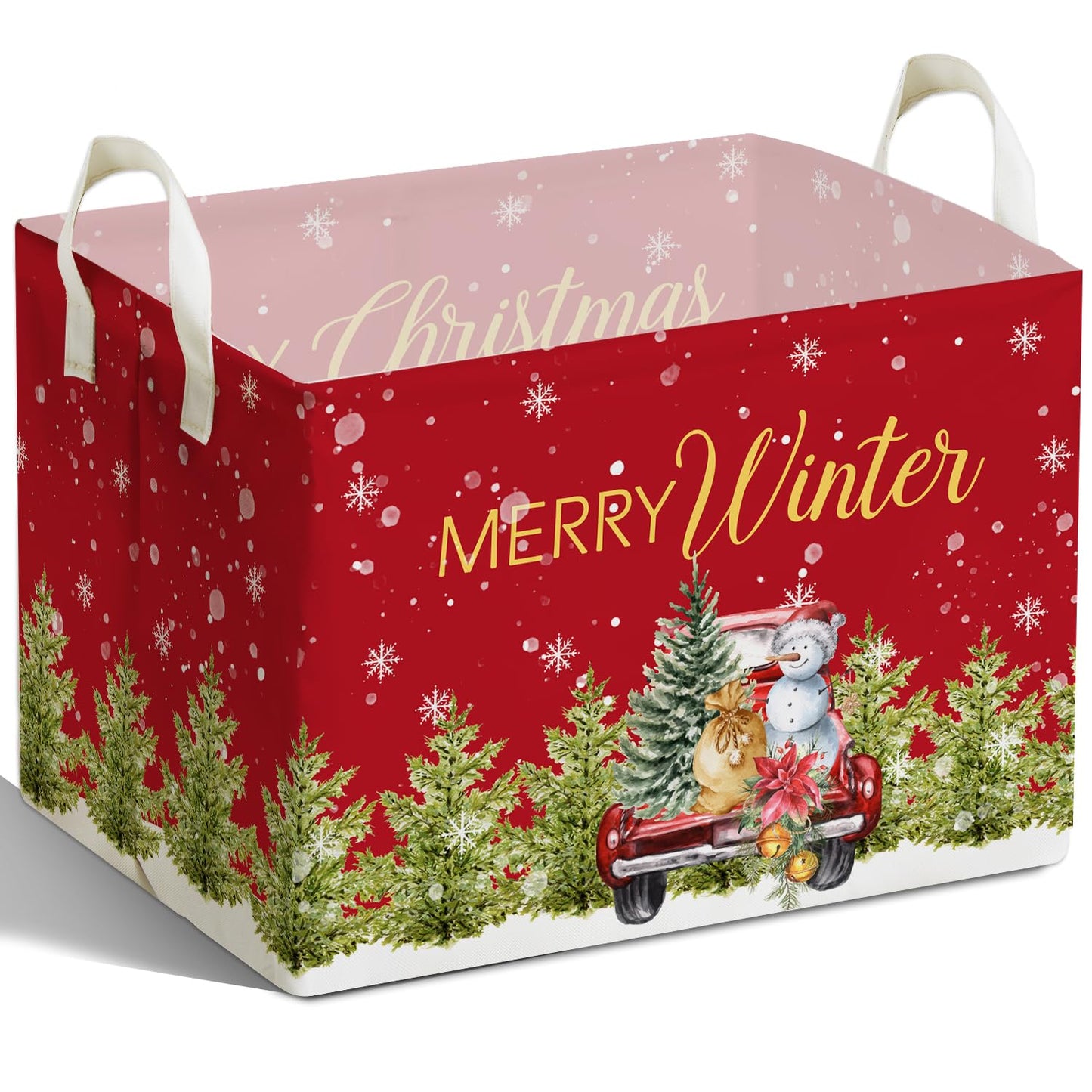 Christmas Snowman Storage Basket, Snowman Storage Box for Nursery Toy and Costume, Christmas Waterproof Rectangular Fabric Box, Cute Winter Snowman Decor Storage Basket, Christmas Party Decor Gifts