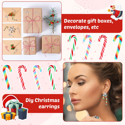Giegxin 120 Pcs Christmas Mini Candy Cane for Crafts Plastic Fake Candy DIY Craft Supplies Peppermint Ornaments for Christmas DIY Garden Accessories Xmas Phone Case Making