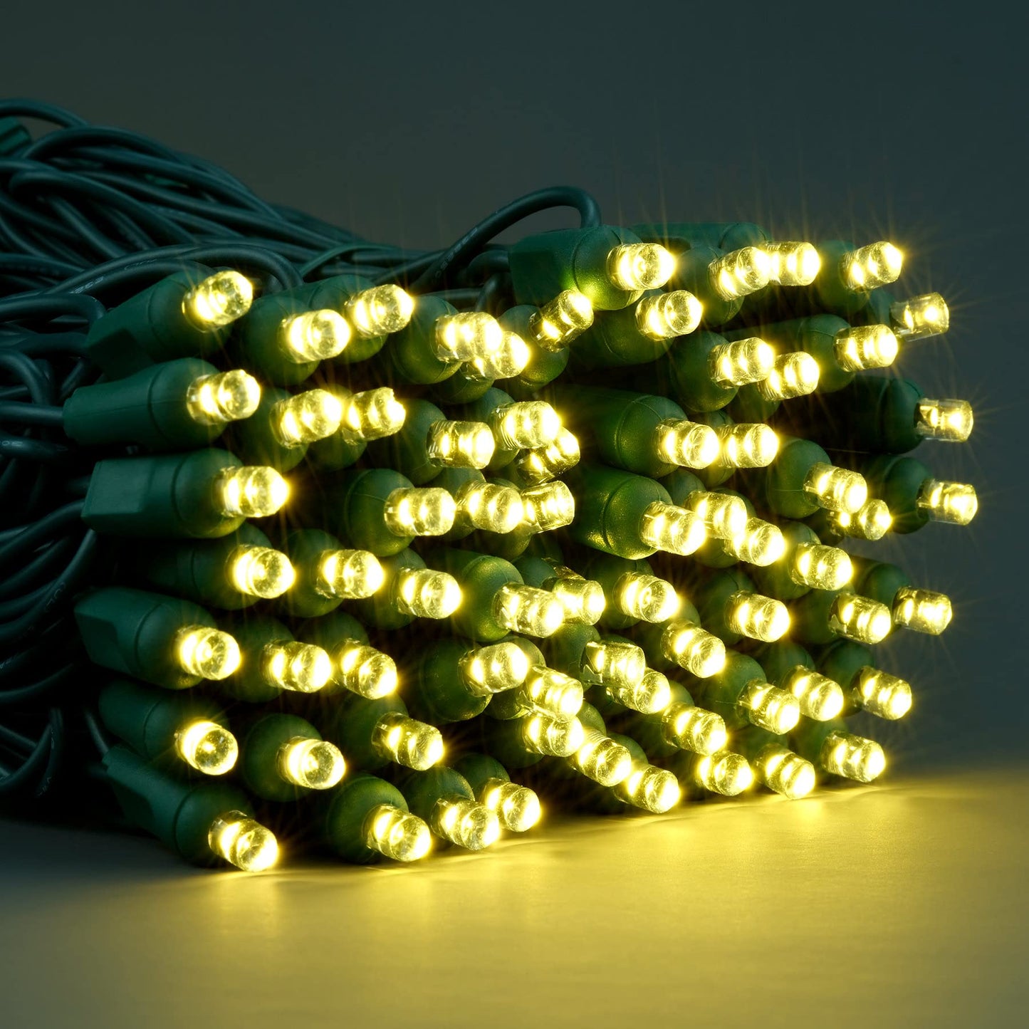 YULETIME 140 Warm White Christmas Lights, 2-Set 24 ft 70 One-Piece 5mm LED