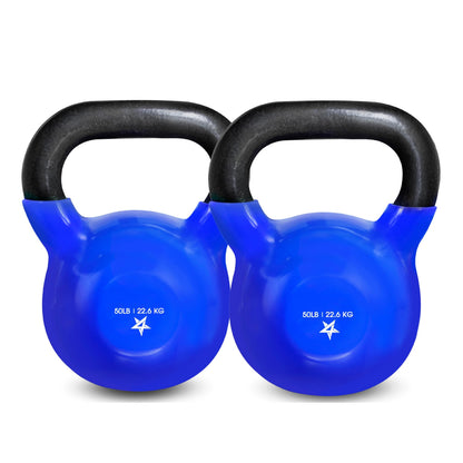 Yes4All Kettlebell, 5-100 LB Vinyl Coated Cast Iron Strength Training Kettlebells for Home Gym Exercises, Fitness, Full Body Workout Equipment, Push Ups, and Grip Strength