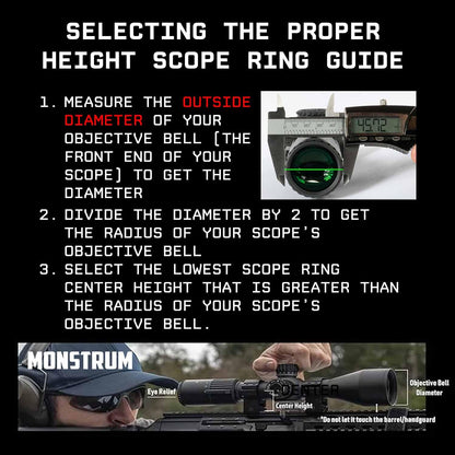 Monstrum Precision Picatinny Scope Rings | 1 inch Diameter | 1.00 inch Center Height