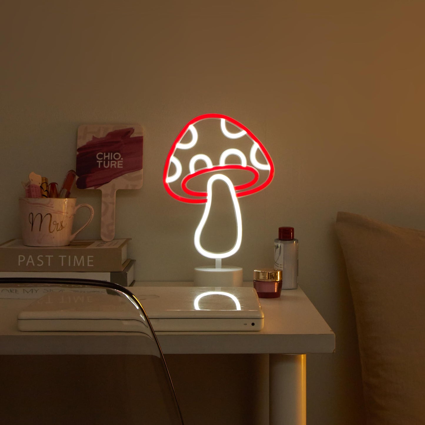 Urban Lifestyle Figural Mushroom LED Neon Table Lamp, 12.25" H